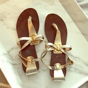 Gold flat sandals